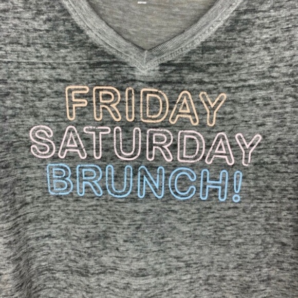 STATE OF MINE Grey Graphic Burnout “BRUNCH” Tee - Picture 5 of 9